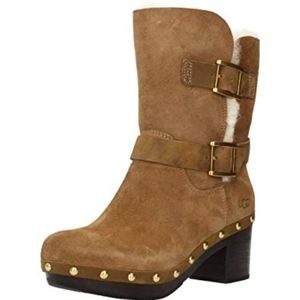 Ugg | Brea Shearling Lined Suede Moto Boots 6